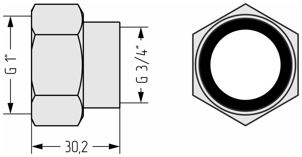 Комплект фитингов прямой (G 1" НГ х G 3/4" ВР) / 2 шт.