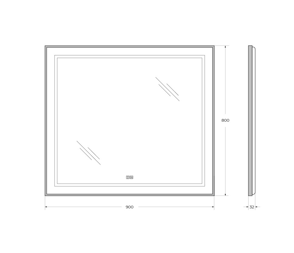 Зеркало BelBagno SPC-KRAFT-900-800-LED-TCH-WARM-NERO