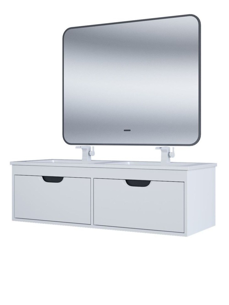 Тумба под двойную раковину Uperwood Modul 120 см, подвесная,атовая, белая/графит