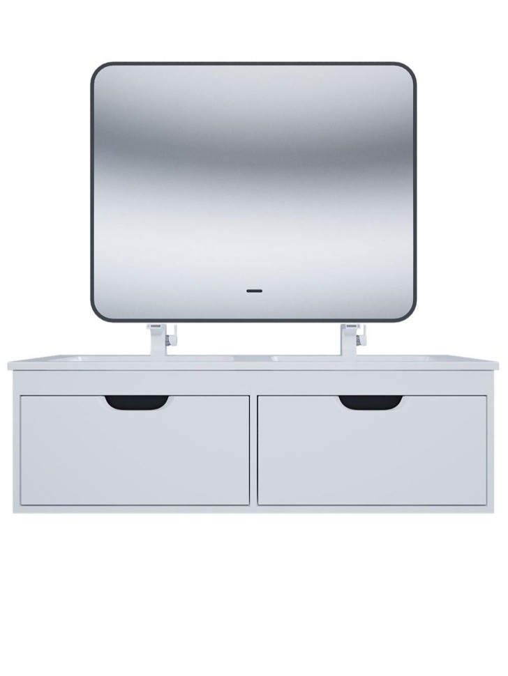 Тумба под двойную раковину Uperwood Modul 120 см, подвесная,атовая, белая/графит