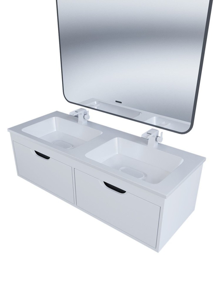 Тумба под двойную раковину Uperwood Modul 120 см, подвесная,атовая, белая/графит