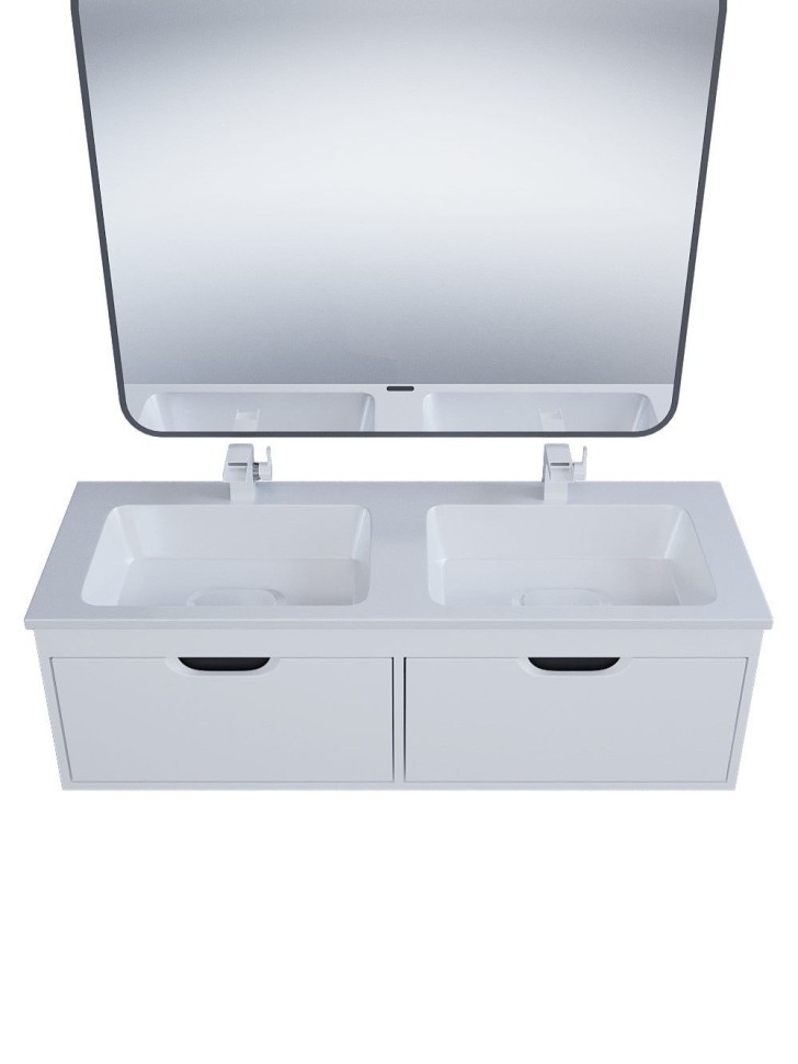 Тумба под двойную раковину Uperwood Modul 120 см, подвесная,атовая, белая/графит