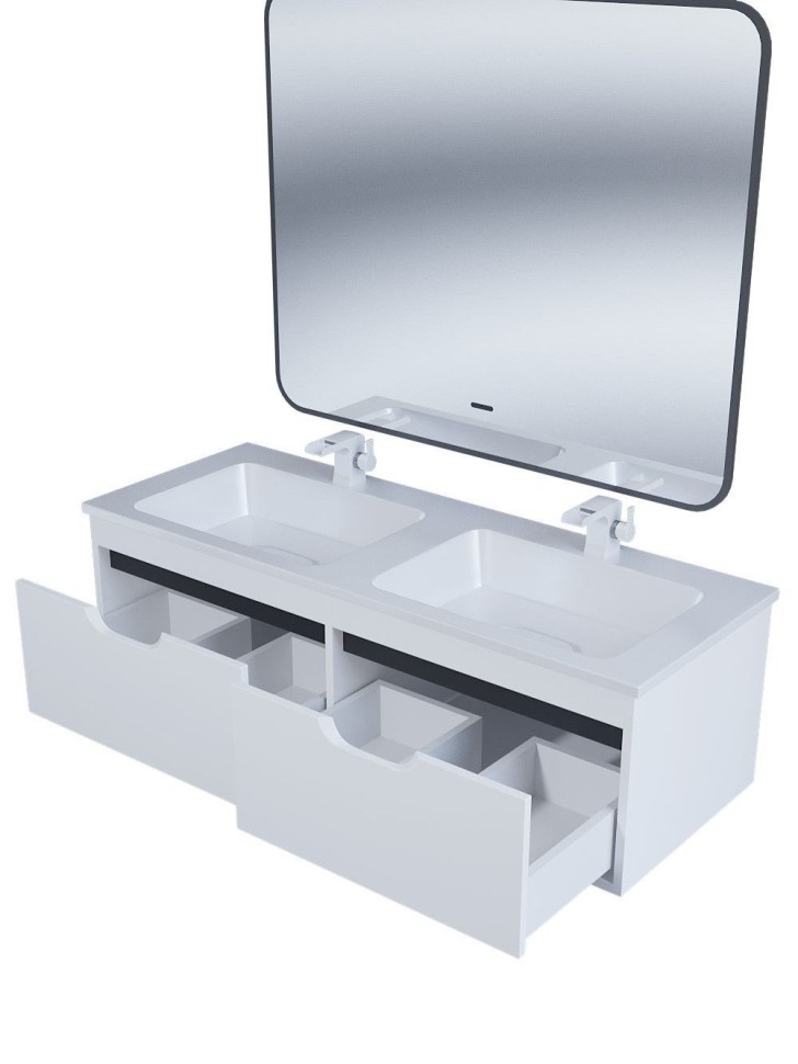 Тумба под двойную раковину Uperwood Modul 120 см, подвесная,атовая, белая/графит