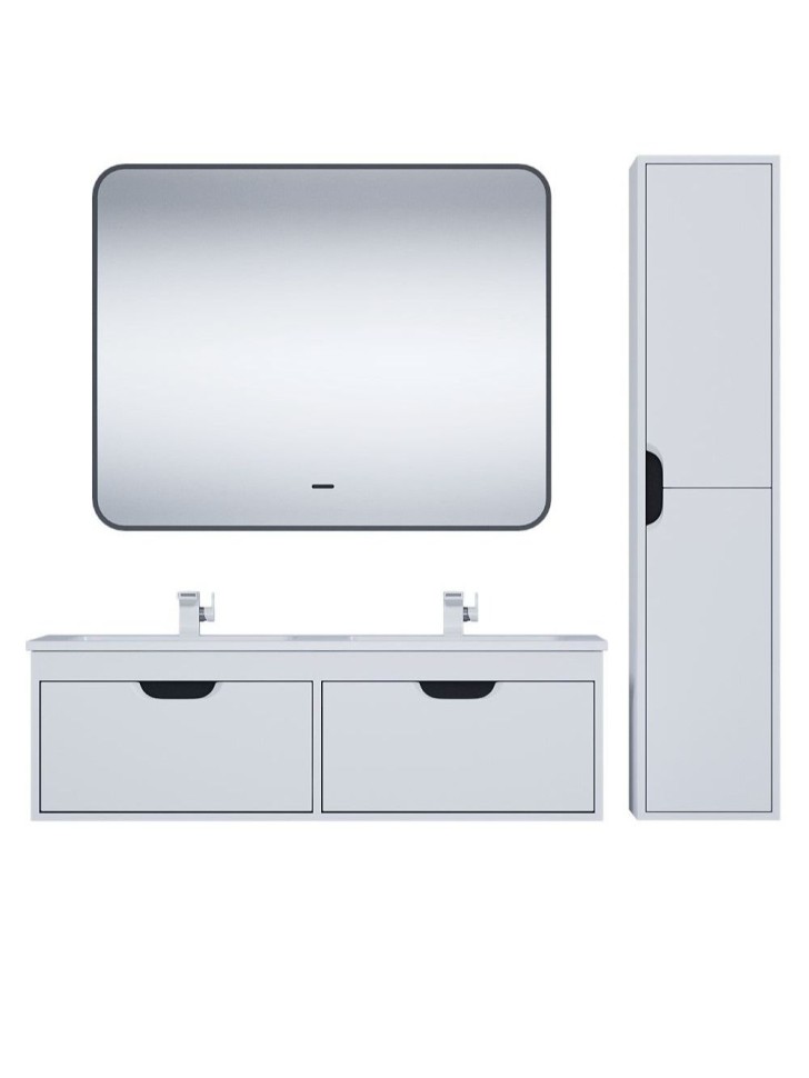 Тумба под двойную раковину Uperwood Modul 120 см, подвесная,атовая, белая/графит