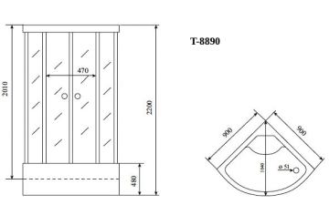 Timo Comfort T-8890 Fabric Glass душевая кабина 90*90*220