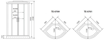 Timo eco TE-0709 душевая кабина 90*90*218, турецкая баня хамам, стульчик прозрачный