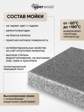 Кухонная мойка кварцевая Uperwood Кварц Премиум (Quartz Premium) UPD-04-07, уголь