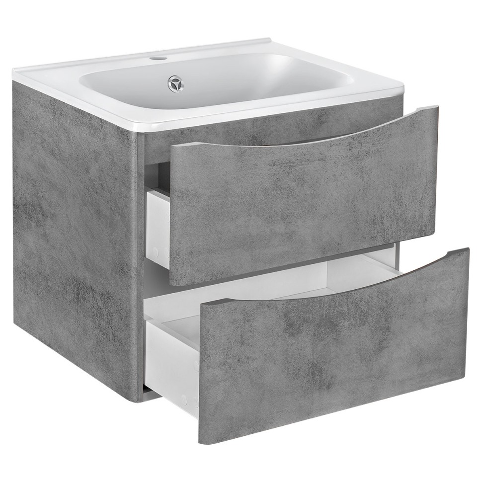База под раковину Vico 600 подвесная, 2 выкатных ящика soft close, Beton
