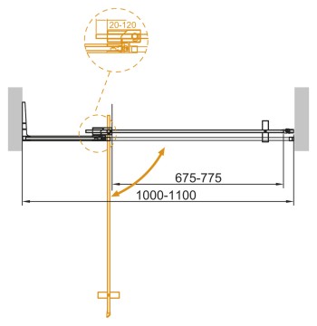 Душевая дверь в нишу CEZARES SLIDER-B-1-100/110-BR-Cr