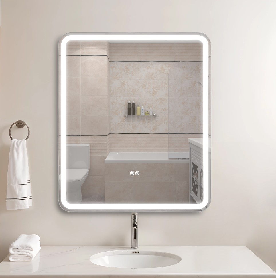 Зеркало LED OTTIMO Milan 600x700 c сенсорным выключателем и диммером