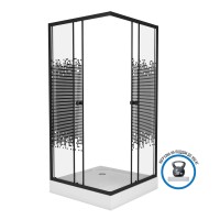 Душевой уголок Niagara Eco NG-009-14Q BLACK (90х90х195) низкий поддон(13см),черный,стекло мозаика,2 места