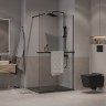 Душевая перегородка Niagara Nova NG-670-10ВLACK (100х195) черный матовый,стекло прозрачное,с полкой,1 место