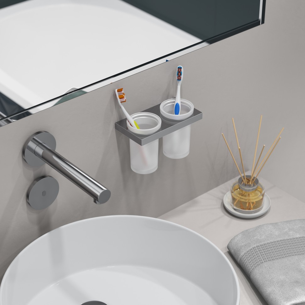 Стакан для зубных щеток двойной Timo Petruma 15234/00 хром