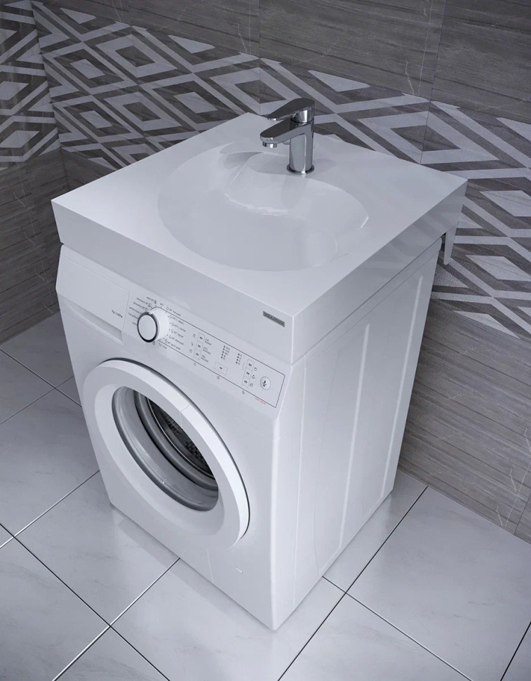Раковина над стиральной машиной WINKEN 740431, белая, 60х60, с комплектом, Paulmark