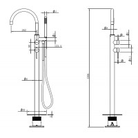 Смеситель ABBER Wasser Kreis 316 AF8115BST напольный для ванны, брашированная сталь