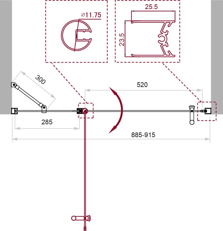 Душевая дверь BelBagno UNO-B-12-30+60-C-Cr