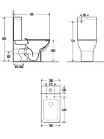 AQM1004 Унитаз напольный Rimless с сиденьем SoftClose, горизонтальный выпуск. 615x350x410мм