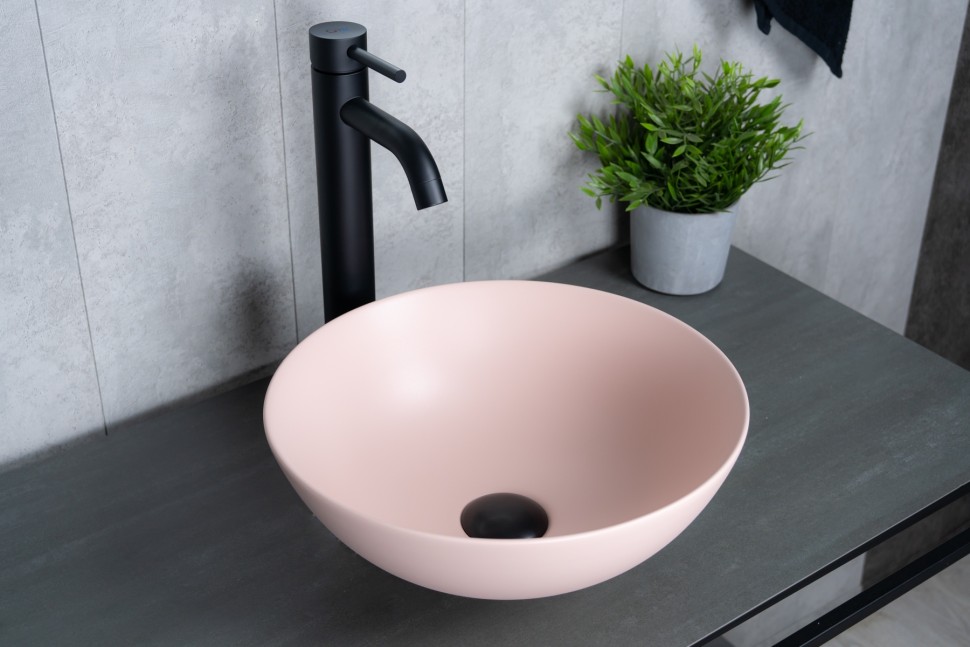 Раковина Gid 9081pkm 53403 накладная розовая матовая 36x36x14