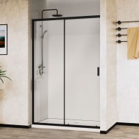 Душевая дверь City VDS-5CT140CLB, 1400, черный, стекло прозрачное