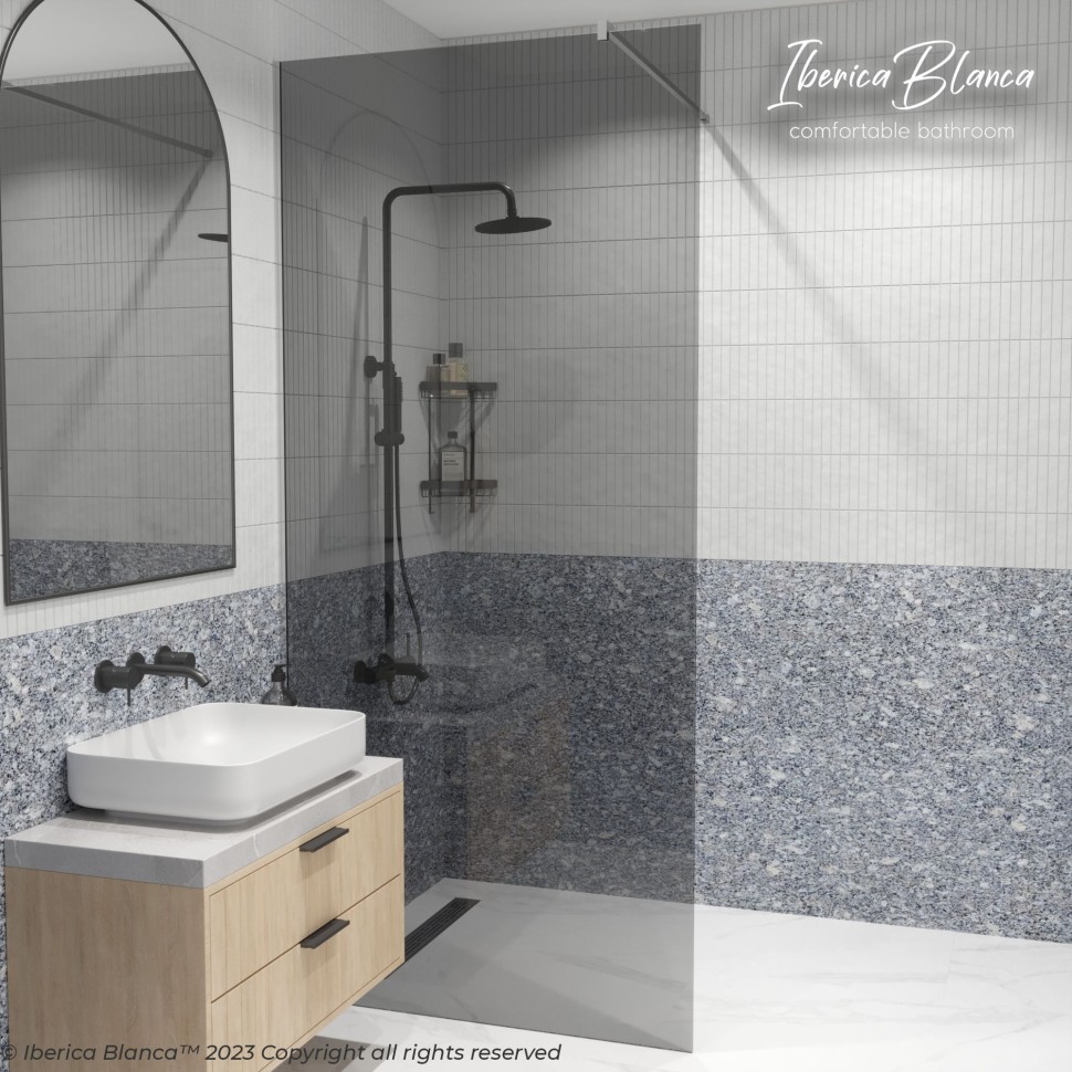 Душевая перегородка IBERICA BLANCA Mod.602 Walk In тонированное стекло/хром 120х200см (IB602.TC.200.120)