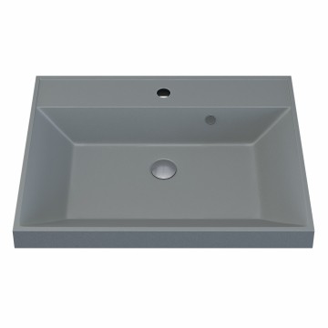 Раковина для ванной 60 см, Uperwood Classic Quartz, кварцевая, серая матовая, платина