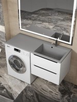 Раковина над стиральной машиной Uperwood Cosmos Quartz 120 см, правая, крыло слева, серый шелк