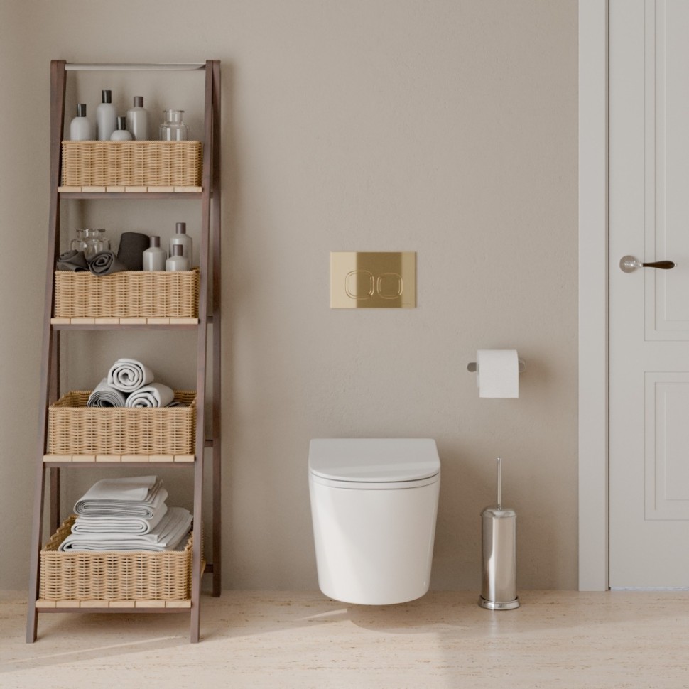 Комплект 3в1 IBERICA BLANCA инсталляция SILENCIO, унитаз BURGOS ALTO белый, кнопка смыва ESTI-Q золото глянцевое (IB001.BRA.234.836)