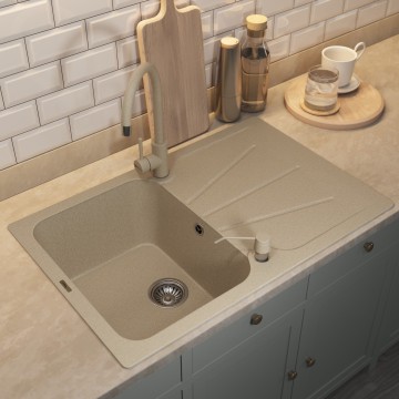 Кухонная мойка кварцевая Uperwood Quartz Premium UPD-04-02, прямоугольная, бежевая