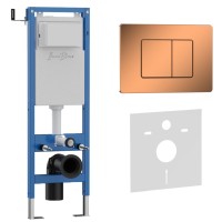Комплект 2в1 IBERICA BLANCA инсталляция SILENCIO MINI, кнопка смыва INOX-C розовое золото глянцевое (IB.001M.1141)