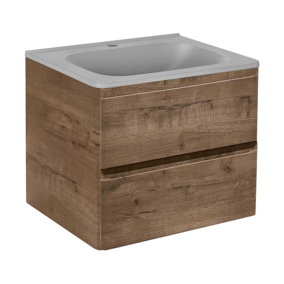 База под раковину Vico 600 подвесная, 2 выкатных ящика soft close, V.Oak