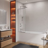 Душевая шторка на ванну с фиксированным креплением одной створки CEZARES SLIDER-FIX-VF-11-100/150-C-Cr