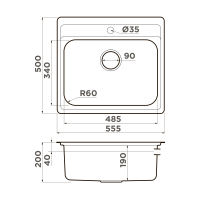 Кухонная мойка Omoikiri Ashi 56-IN нерж. сталь/нержавеющая сталь
