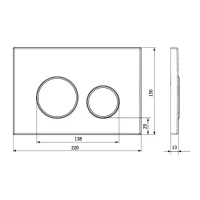 Кнопка смыва для унитаза Veconi Round VFR-WCH, 150х220х13, пластик, белый, кайма - хром глянцевый