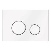 Кнопка смыва для унитаза Veconi Round VFR-WCH, 150х220х13, пластик, белый, кайма - хром глянцевый