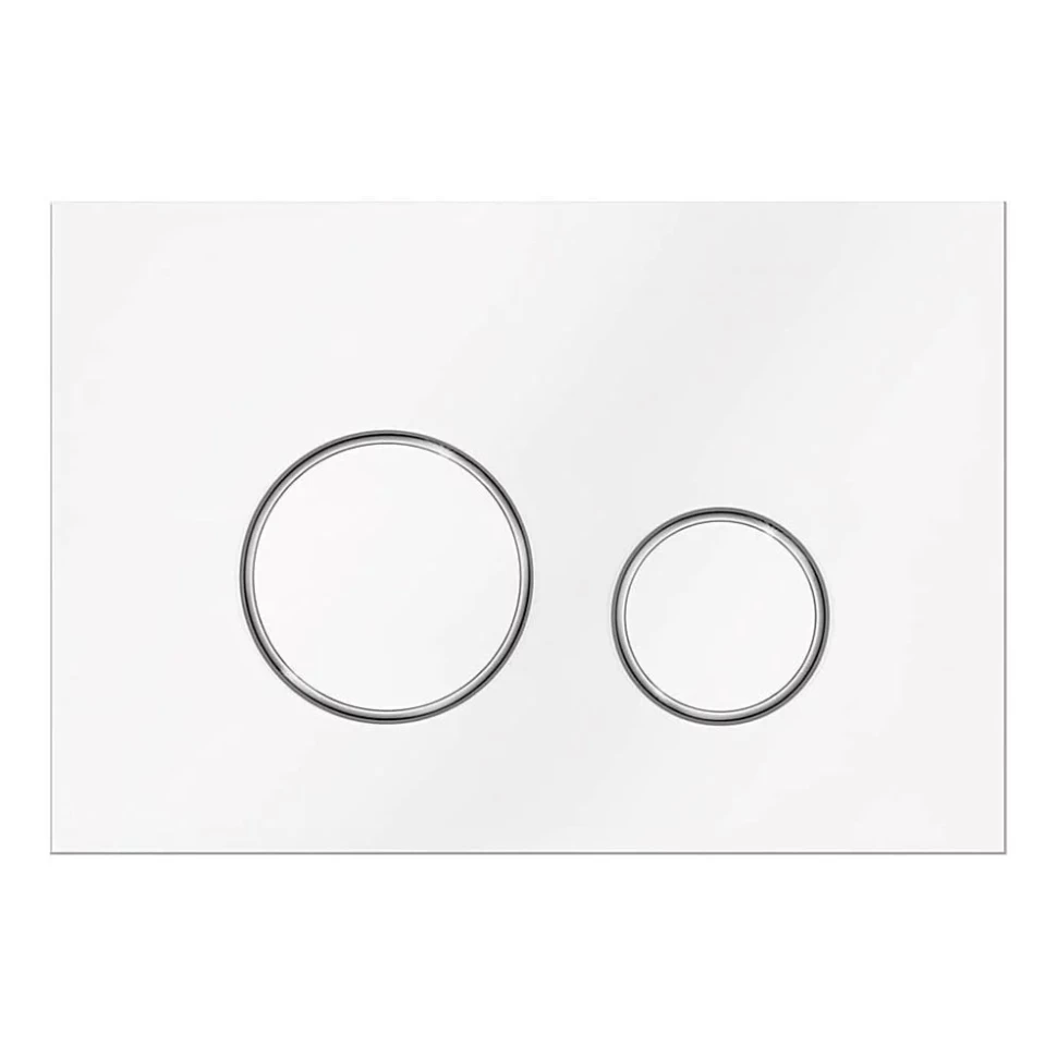 Кнопка смыва для унитаза Veconi Round VFR-WCH, 150х220х13, пластик, белый, кайма - хром глянцевый