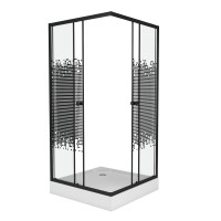 Душевой уголок Niagara Eco NG-010-14Q BLACK (100х100х195) низкий поддон(13см),черный,стекло мозаика ,2 места