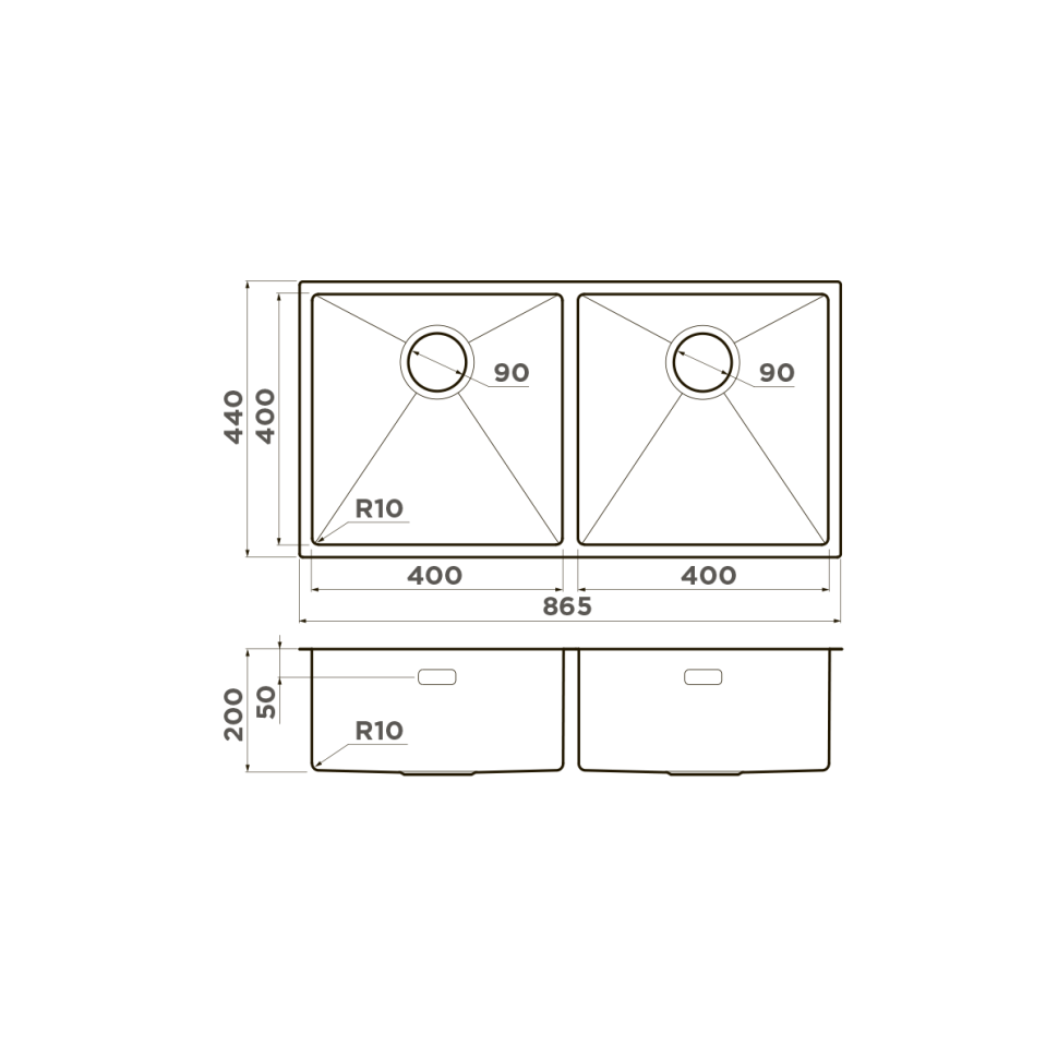 Кухонная мойка Omoikiri Taki 86-2-U/IF-GM нерж. сталь/вороненая сталь