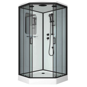 Душевая кабина Niagara Premium NG-6902-01D BLACK (100х100х220) низкий поддон(16 см),черный,стекло тонированное,4 места