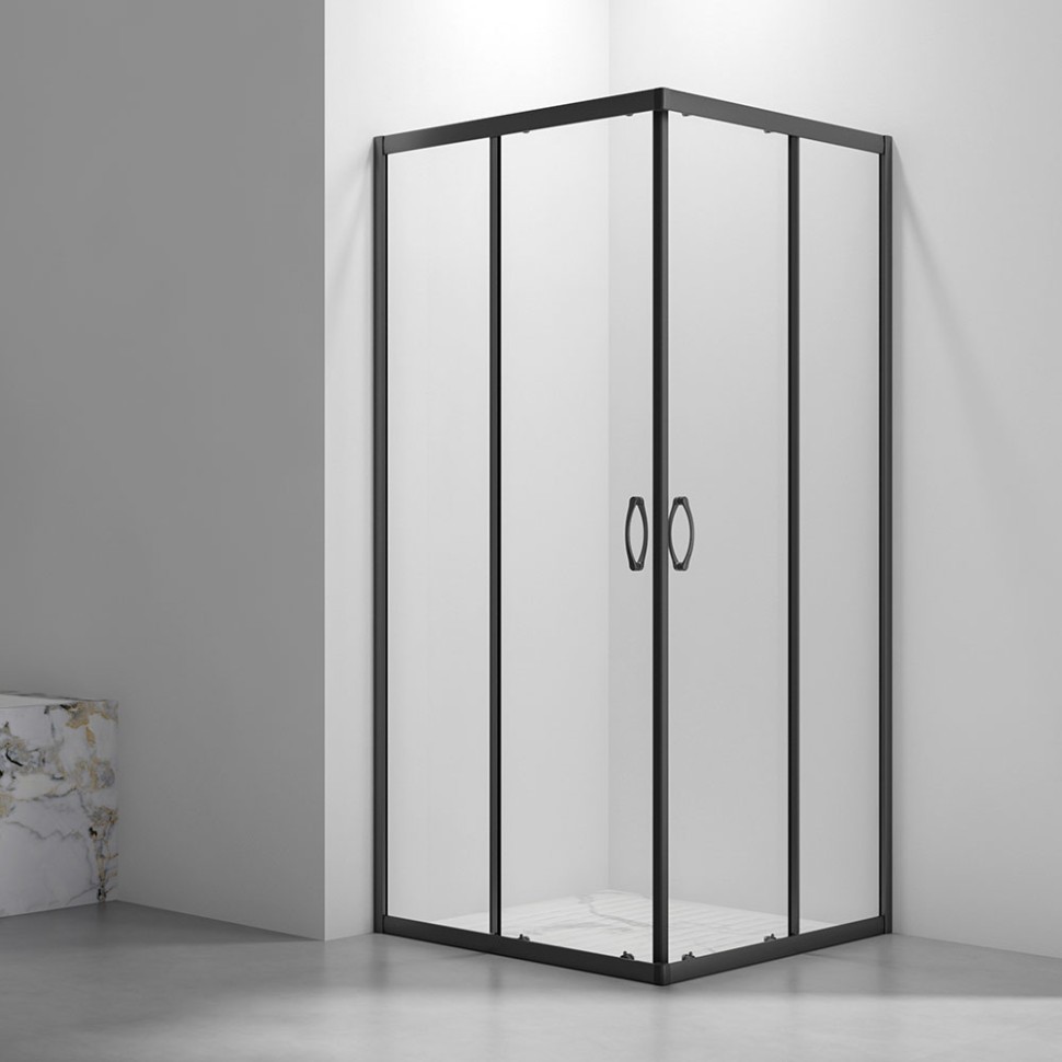 Душевой угол Veconi Rovigo RV-101B, 900x900x1900, черный, стекло прозрачное