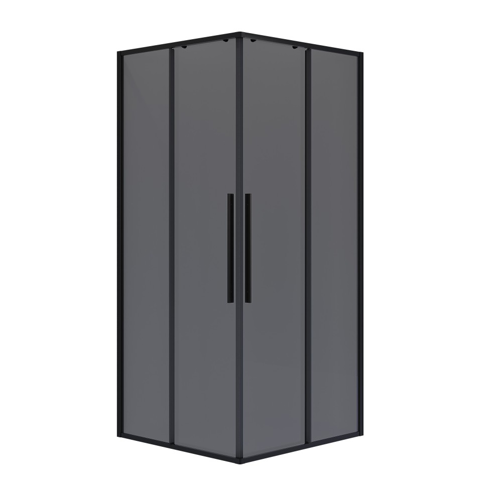 Душевое ограждение Niagara Nova NG-2823-34BLACK (90х90х195) квадрат,черный матовый,двери раздвижные,стекло тонированное,1 место