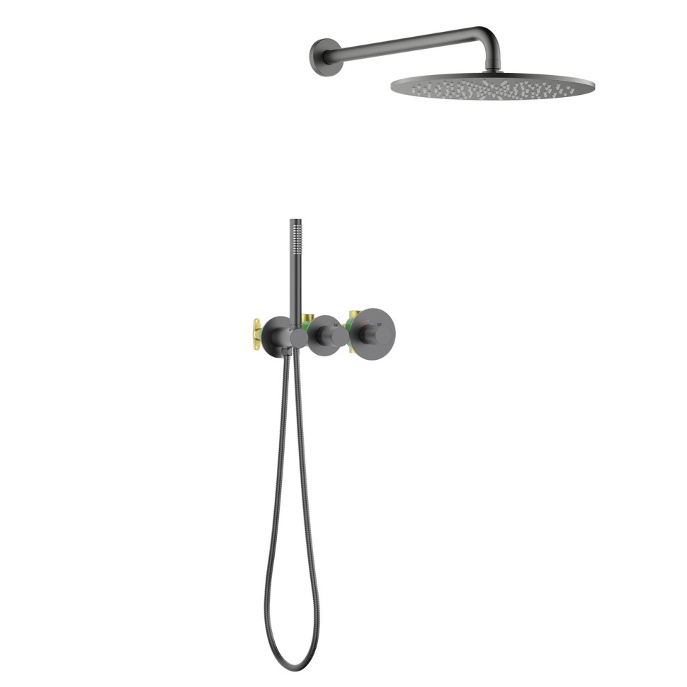 Душевая система встроенная с термостатом Timo Saona SX-2359/18SM черное золото