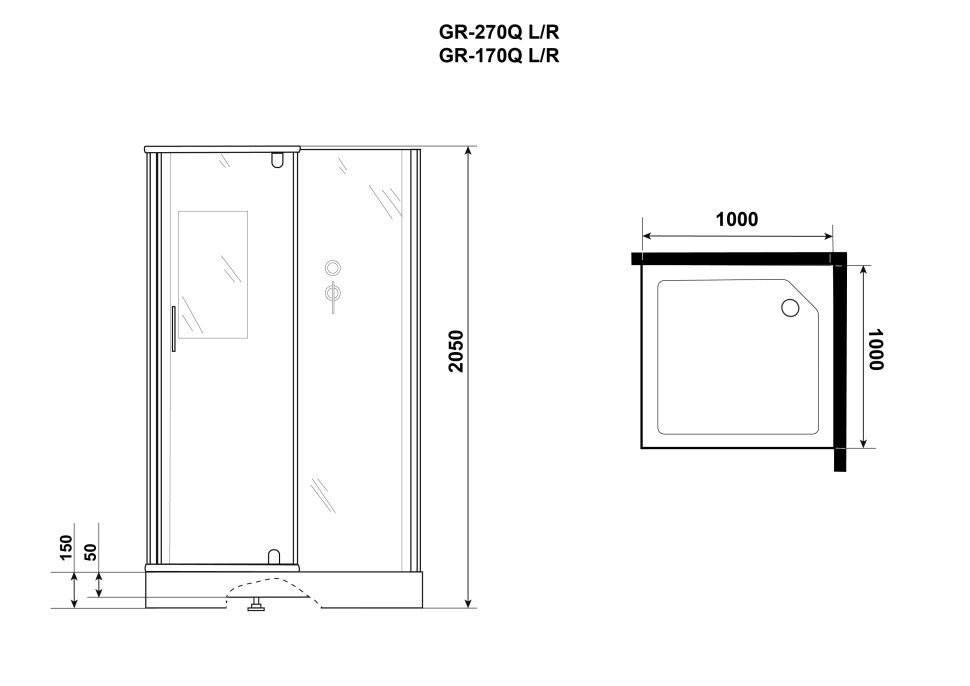Душевая кабина Grossman Classic GR270QR (100х100х205) дверь распашная,4 места