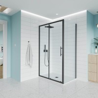 Душевой угол Veconi Evo 100SP B 1000х1100x1950, черный матовый, прозрачное стекло
