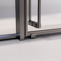 Душевой угол раздвижной Veconi Premium Ptato 300 SP GR-R, 1600х900x2000, брашированный графит, стекло прозрачное