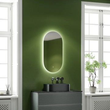 Зеркало для ванной комнаты SANCOS Oval, фоновая подсветка 550х1050 с сенсорным управлением на прикосновение, арт. OV55C