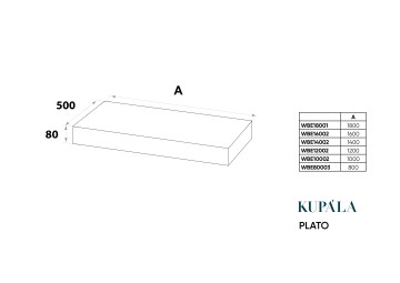Столешница KUPÁLA PLATO 160 белая матовая , искусственный монолитный камень Solid Surface, кронштейн с артикулом KPR заказывается отдельно!