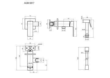 AQM6817GM Savona Готовый комплект гигиенического душа (скрытый монтаж, латунная лейка), металл