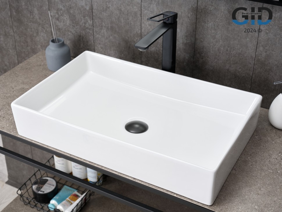 Раковина Gid N9496 51228 накладная белая 60.5x37x11