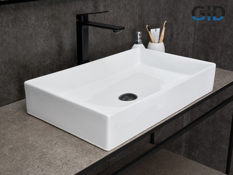 Раковина Gid N9496 51228 накладная белая 60.5x37x11