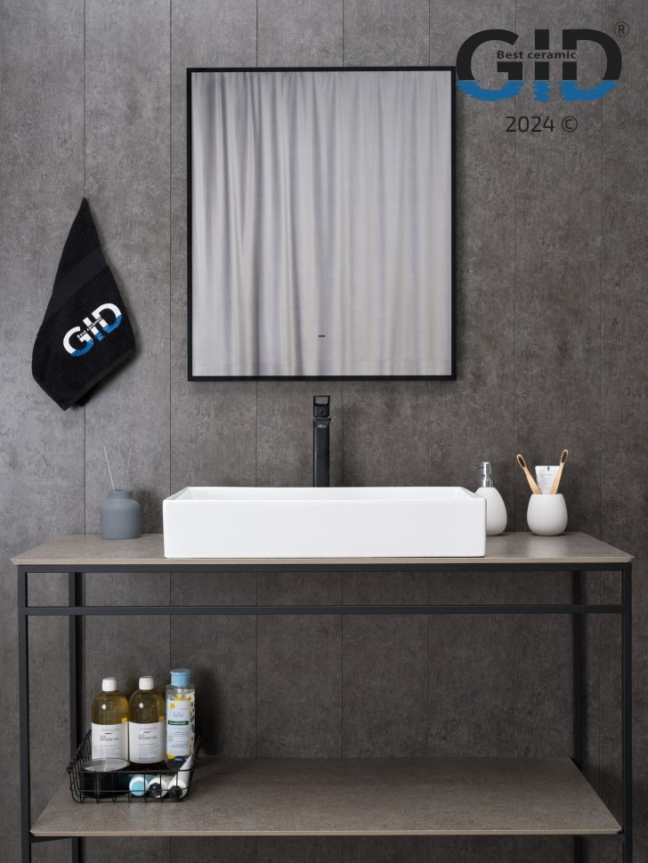 Раковина Gid N9496 51228 накладная белая 60.5x37x11